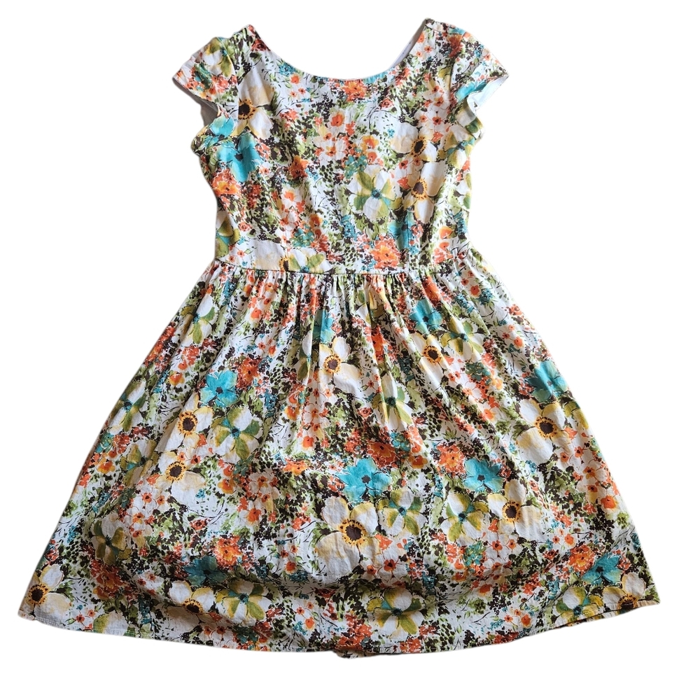 Vintage Jody California Floral Multicolor Mini Dress Tulle Lining Size 5/6